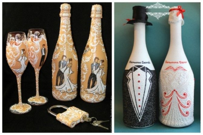 ( 106 фото) Декор свадебных бутылок своими руками