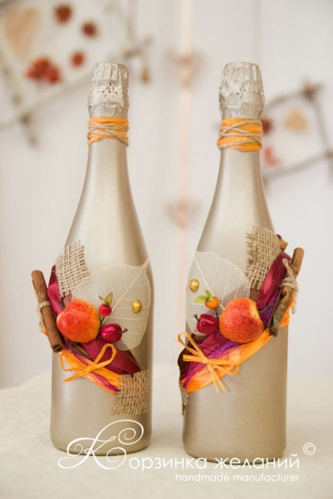 ( 106 фото) Декор свадебных бутылок своими руками