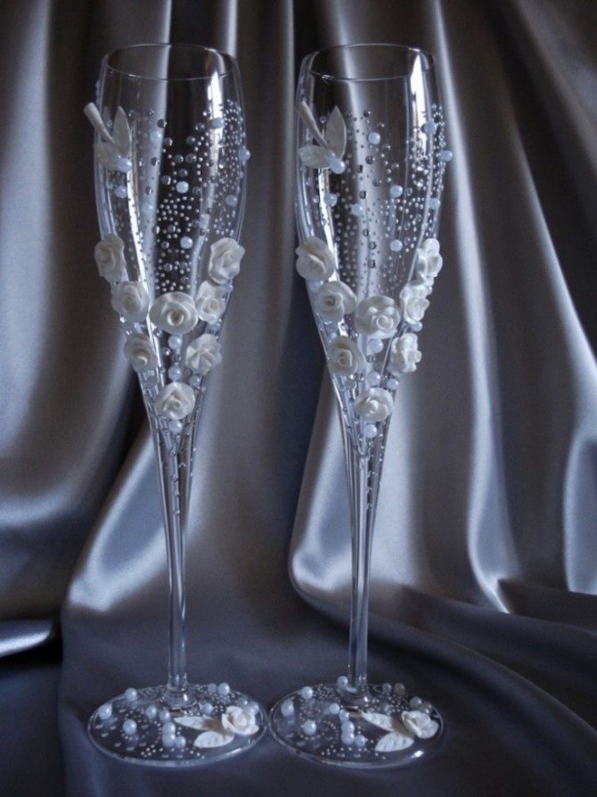 ( 98 фото) Декор свадебных бокалов своими руками