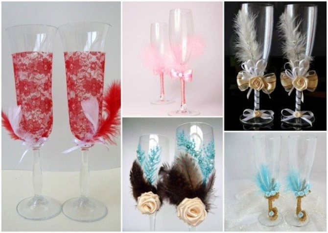 ( 98 фото) Декор свадебных бокалов своими руками