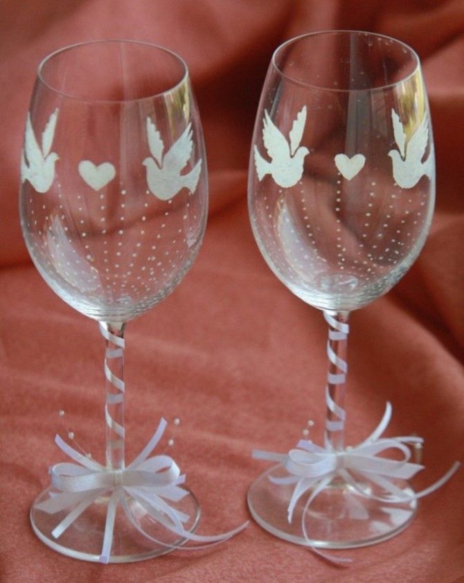 ( 98 фото) Декор свадебных бокалов своими руками