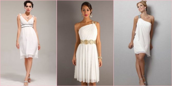 Античные платья могут быть и короткими