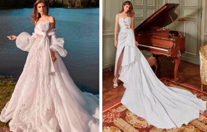 Баска и шлейф на примере платья для невесты.