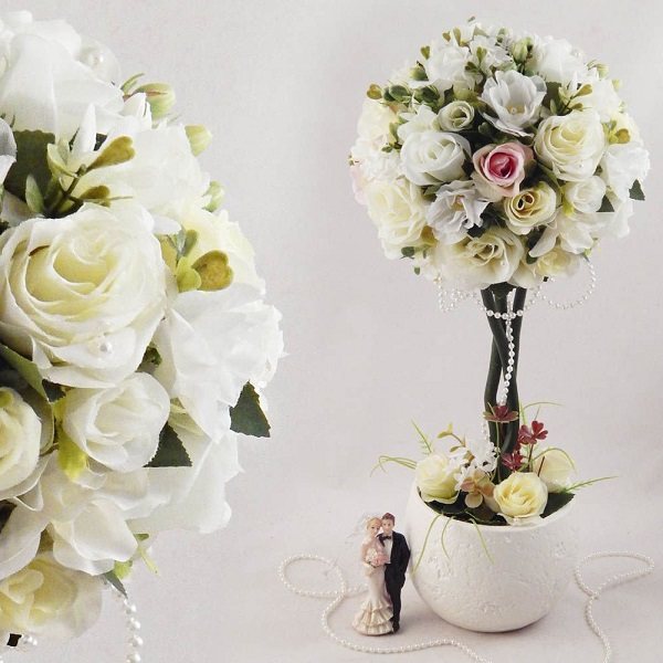 белый топиарий на свадьбу