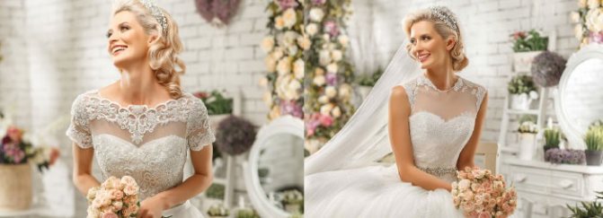 Блестящие детали на платье невесты