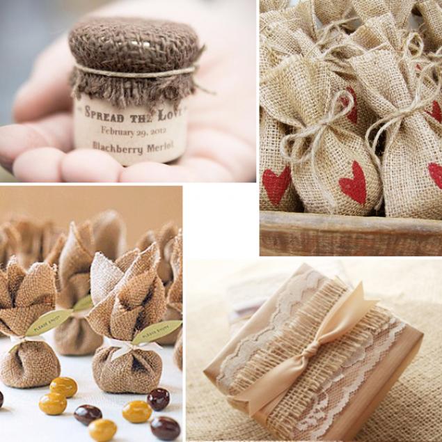 Бонбоньерка из мешковины