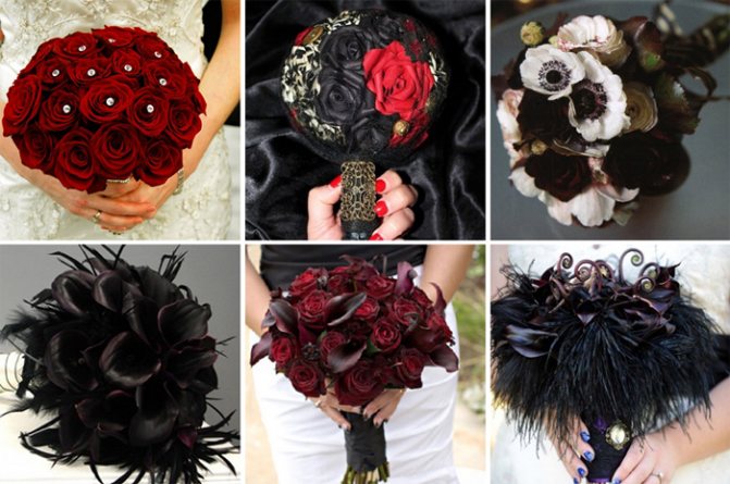 Букет готической невесты должен сочетаться с платьем