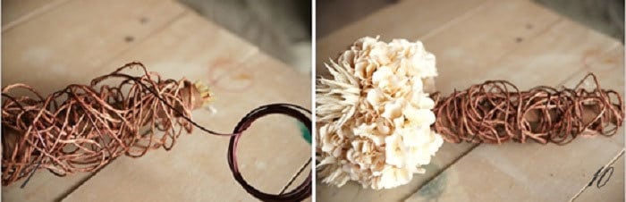 букет из белых гвоздик с проволокой