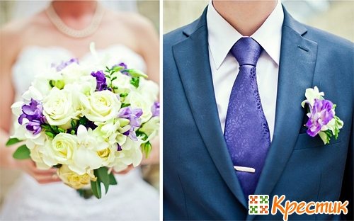 Букет невесты и бутоньерка жениха