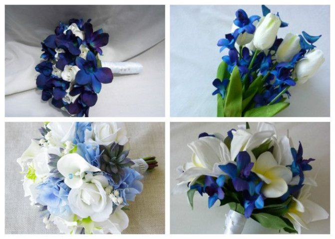 Букет невесты синий