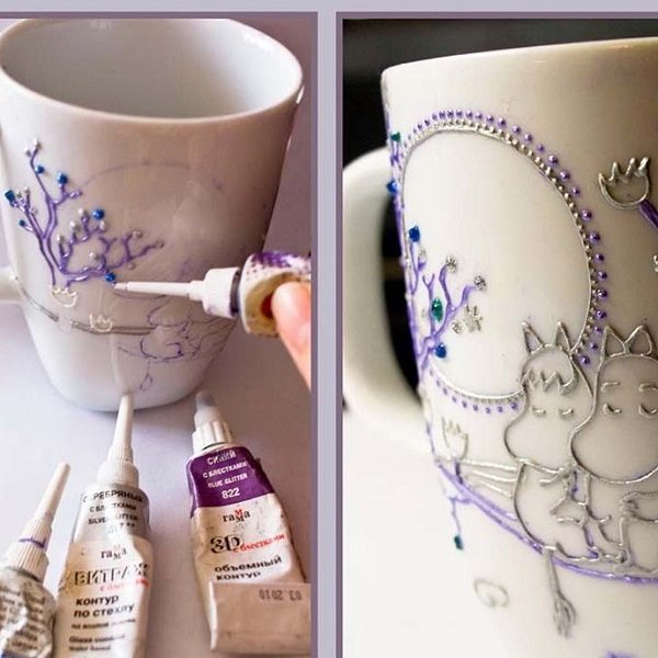 чашка с ручной росписью на фарфоровую годовщину свадьбы