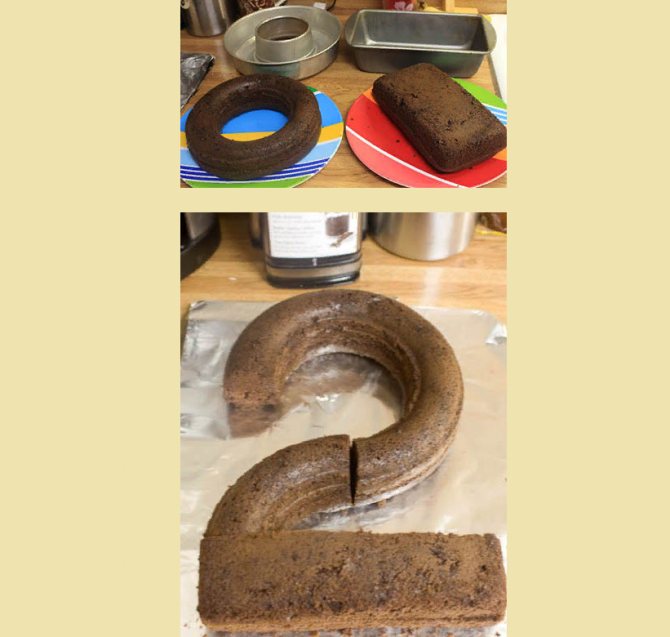 Цифра 2 из бисквитных коржей