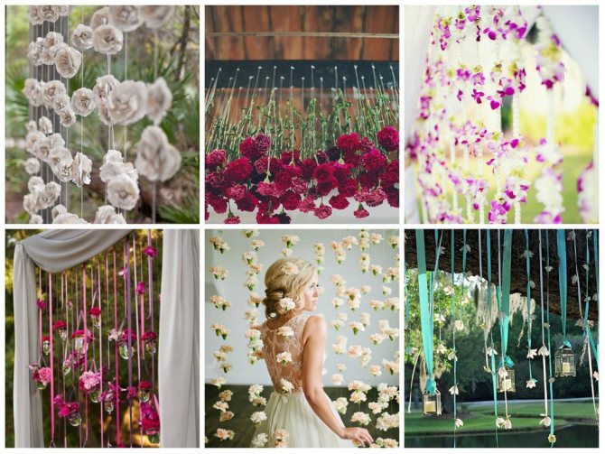 Цветочные гирлянды в свадебном декоре.