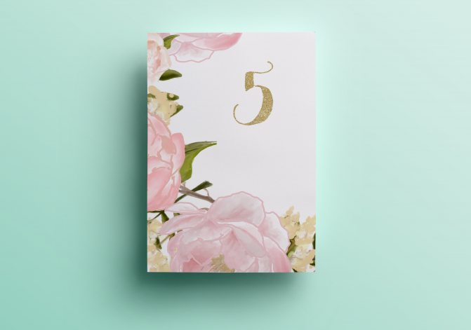 Цветочные номерки на столы от Wonderland Invites • 12 удобных бесплатных шаблонов для нумерации столов • Meelo. Блог о свадебной полиграфии