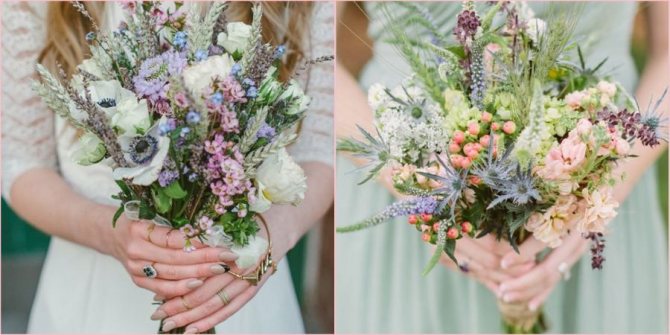 Цветы в букет подбирайте полевые и садовые