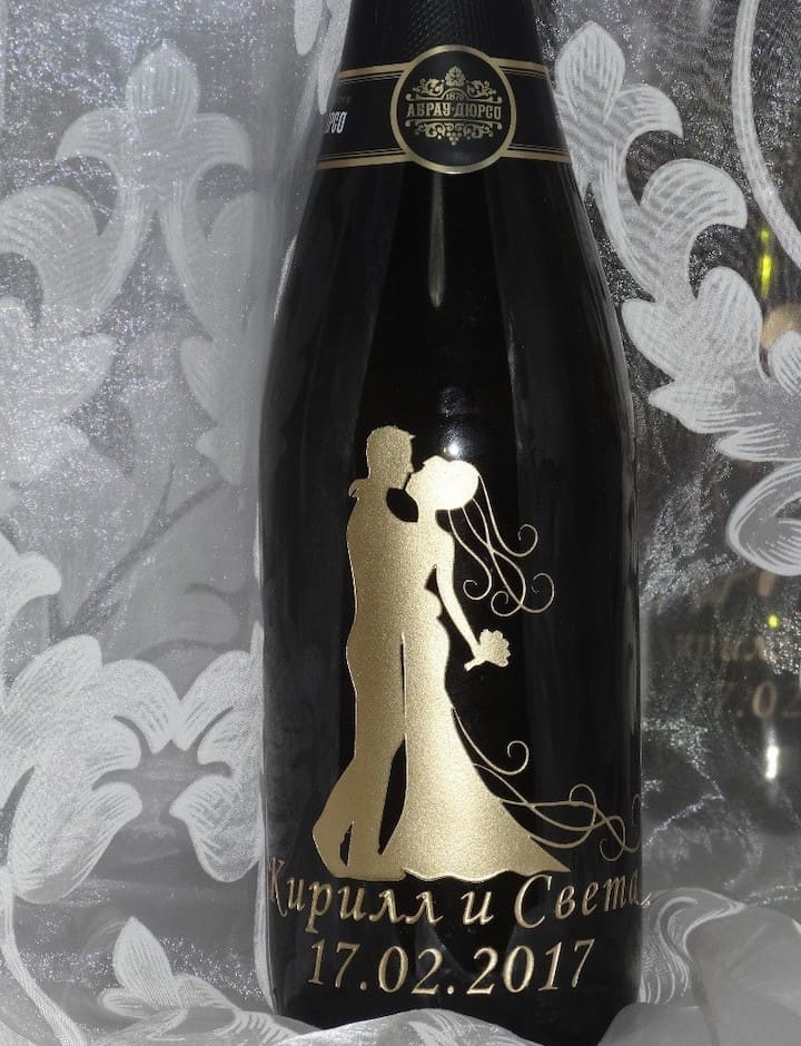 Декор бутылки шампанского на свадьбу