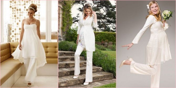 Для беременных подойдут широкие брюки и длинная туника