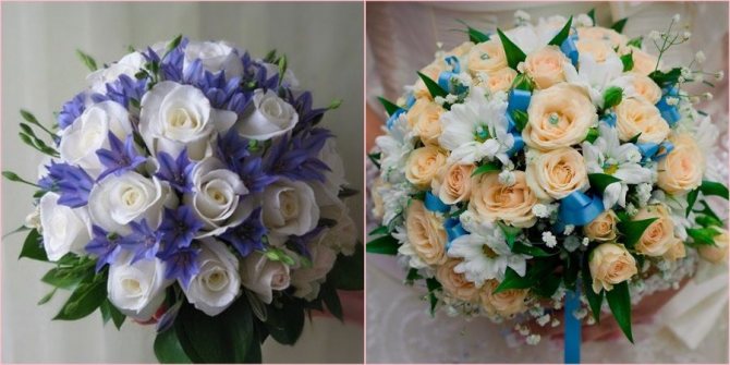 Для летних месяцев характерно добавление ромашек и колокольчиков