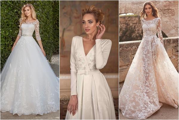 эксклюзивное свадебное платье с длинным рукавом