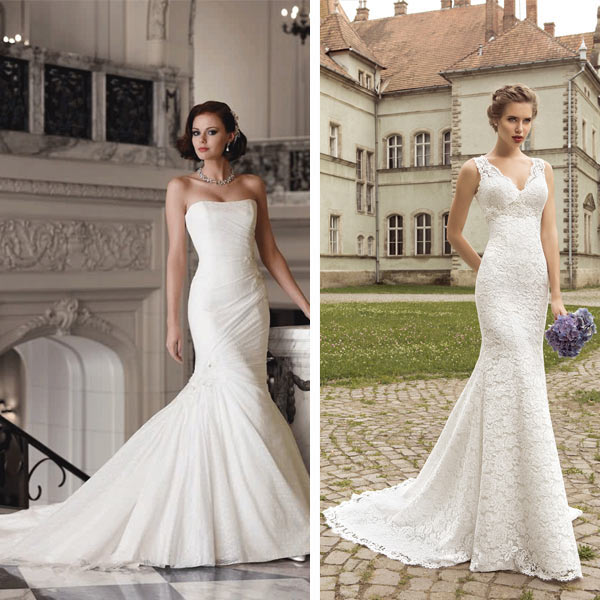 Фото роскошного прямого платья со шлейфом