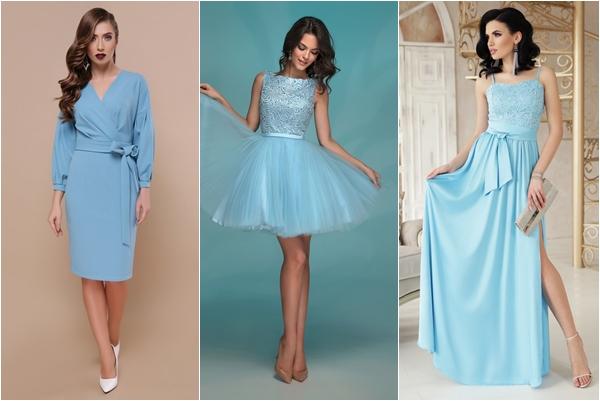 голубое платье