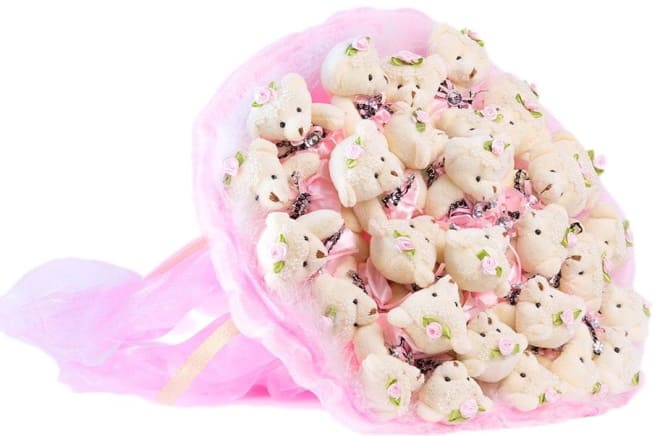 Игрушки сложенные в букет