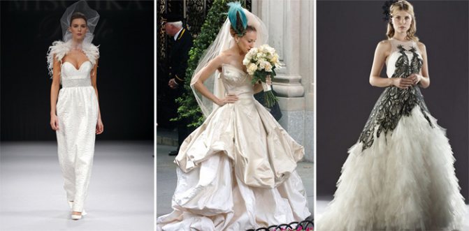 Искусственное оперение на платьях