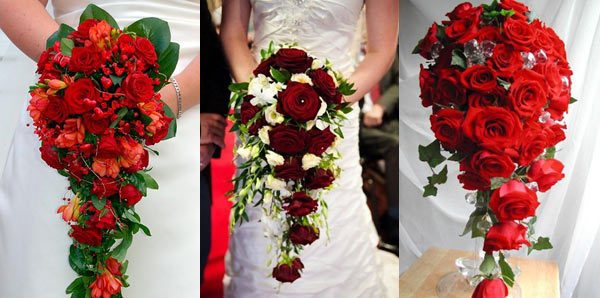 Каскадный букет цветов