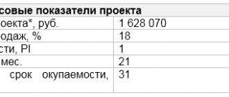 Ключевые финансовые показатели проекта
