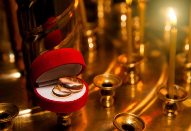 Кольца для венчания в коробочке