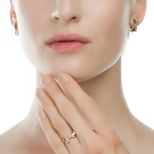 кольцо и серьги бантики санлайт