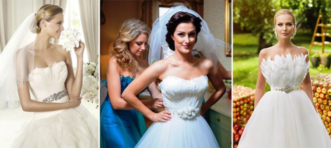 Корсет невесты из перьев