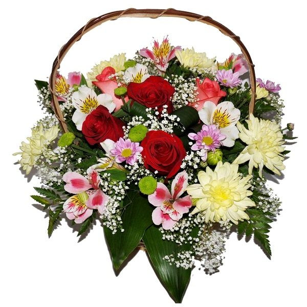 корзина с цветами на свадьбу