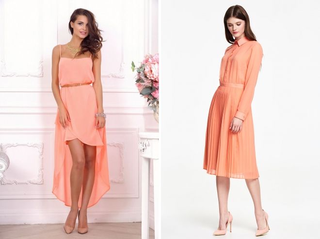 красивое персиковое платье