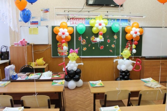 Красивый декор кабинета фигурами из шаров