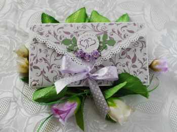 Красивый свадебный конверт для денег