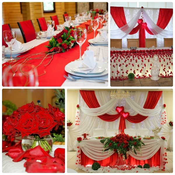 красный цвет в оформлении свадьбы