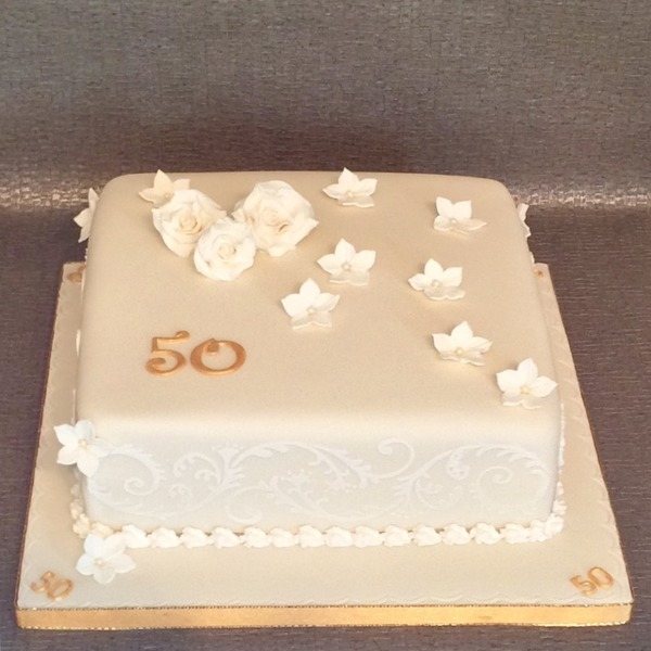 квадратный тортик на 50ю годовщину свадьбы