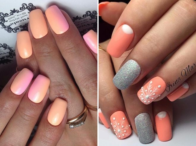 маникюр под персиковое платье