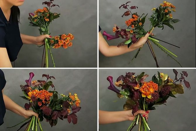 Мастер-класс по сборке золотисто-оранжевого букета