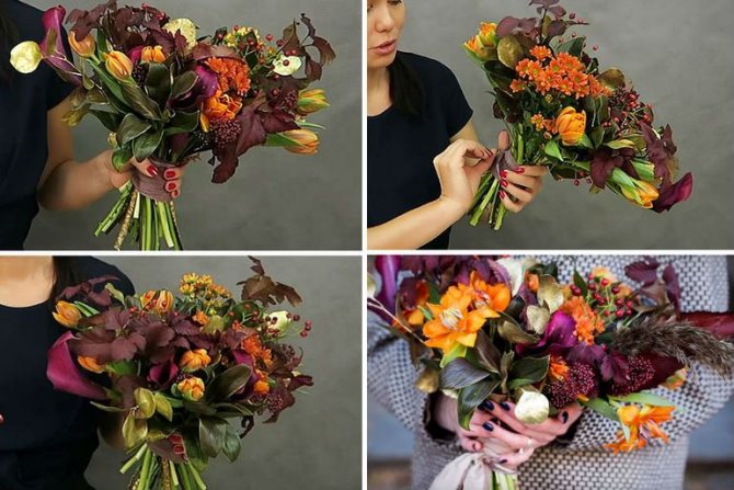 Мастер-класс по сборке золотисто-оранжевого букета