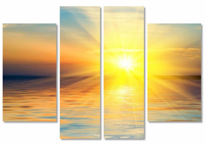 модульная картина с лучами солнца