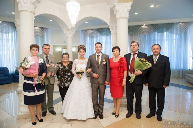 Молодожены с родителями
