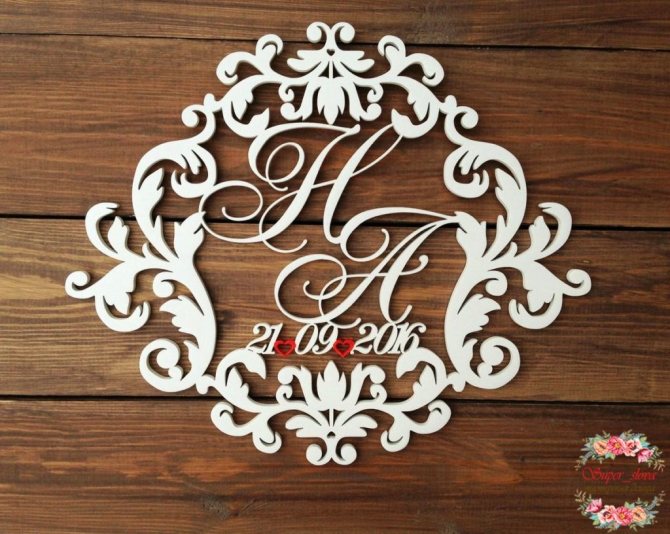 монограмма с инициалами на свадьбу