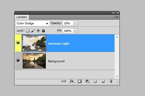Нарисованные осветлённые участки изображения на отдельном слое