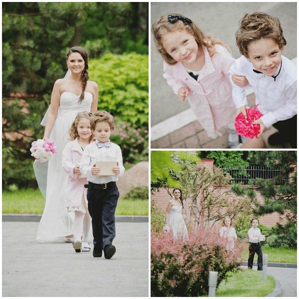 наряды для невесты и детей на свадьбе