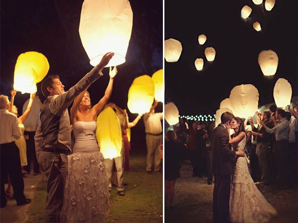 Небесные фонарики на свадьбе