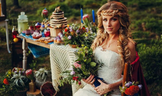 невеста на природе