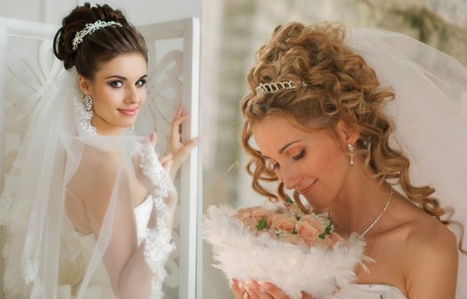 Невесты в диадемах и с пышной фатой