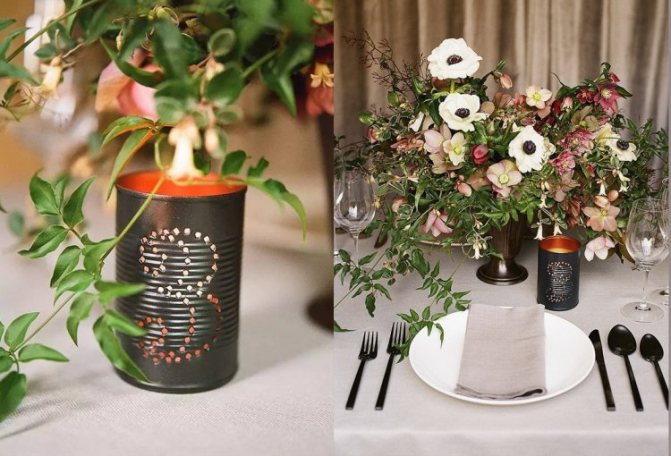 Номера столов из жестяных банок